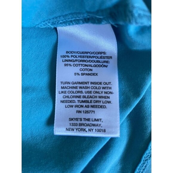 Skye's The Limit Top Blouse Plus S 1X Blue Mesh Floral Embroidery Long Sleeve - Picture 7 of 10